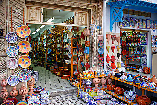 纪念品商店,阿拉伯,陶瓷,哈马麦特,突尼斯,北非