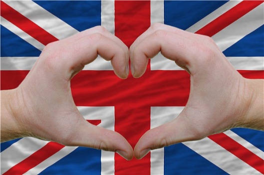 心形,喜爱,手势,展示,上方,旗帜,英国