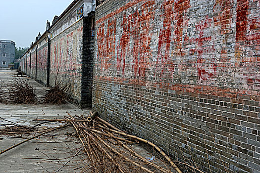 蓝色,砖墙,房子,乡村,中国