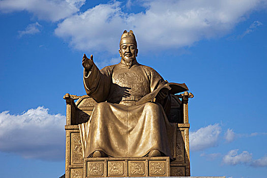 韩国,首尔,雕塑,国王