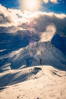 积雪,阿尔卑斯山,晴天,瑞士