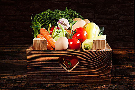 季节,蔬菜,木盒