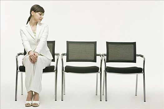 职业女性,坐,椅子,空座位
