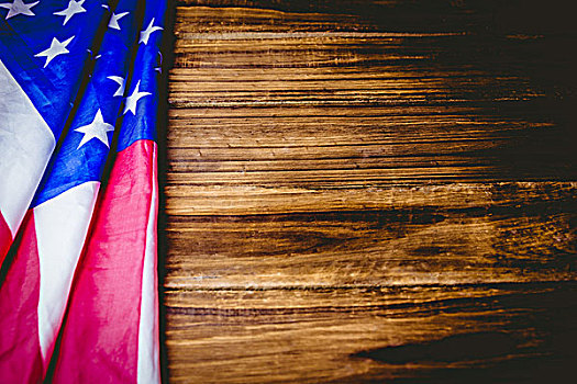 美国国旗,木桌子