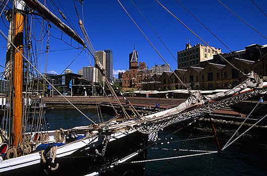 澳大利亚,悉尼,石头,小湾,高桅横帆船,船首