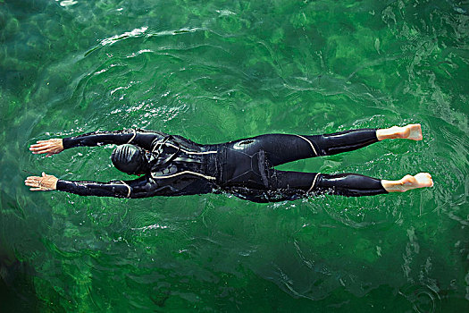 女人,游泳,青绿色,水,紧身潜水衣,瑞典
