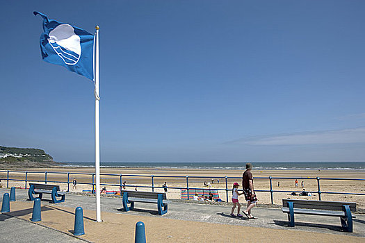 北威尔士,风景,出海,上方,沙,一个,漂亮,海滩,胜者,欧洲,蓝色,旗帜,奖,2004年