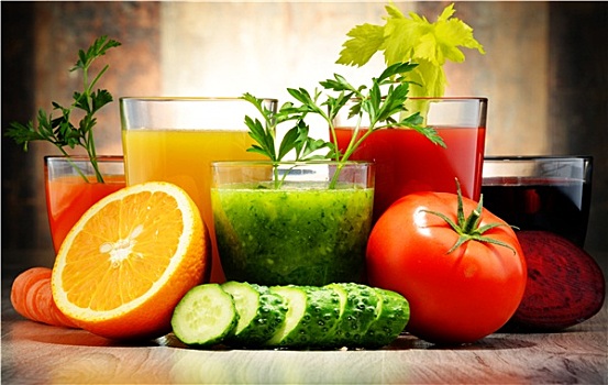 玻璃杯,新鲜,有机蔬菜,果汁