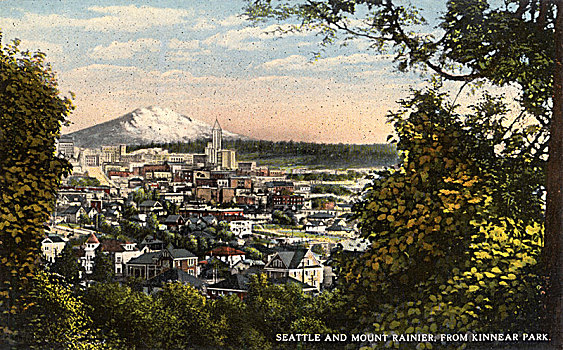 西雅图,雷尼尔山,公园,华盛顿,美国,20世纪10年代,艺术家,未知