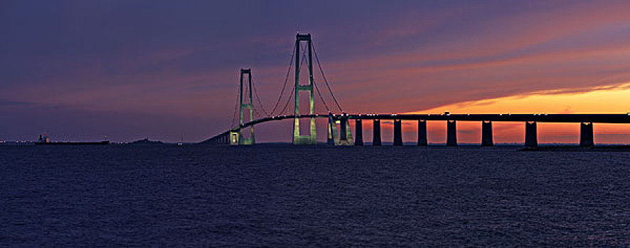 丹麦,桥,黃昏
