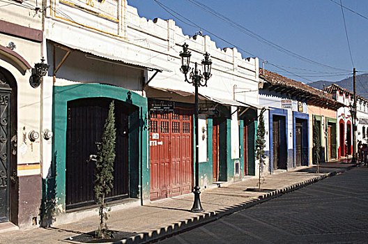 商店,排列,街道,圣克里斯托瓦尔,房子,墨西哥
