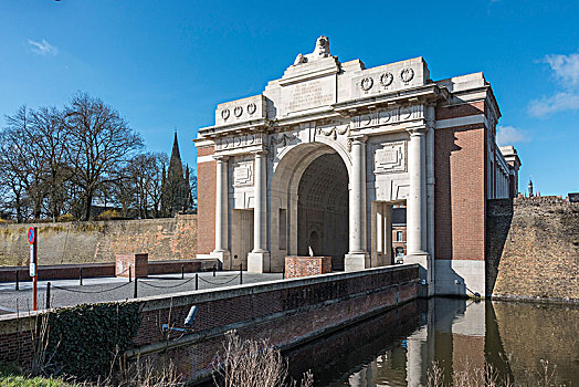 大门,凯旋门,英国,战争纪念碑,第一次世界大战,伊普,西佛兰德省,比利时,欧洲