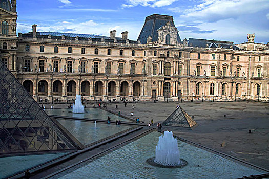 俯瞰卢浮宫玻璃金字塔