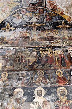 中世纪,壁画,天花板,教堂,阿尔巴尼亚,巴尔干,欧洲