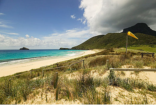 海滩,山,豪勋爵岛,澳大利亚