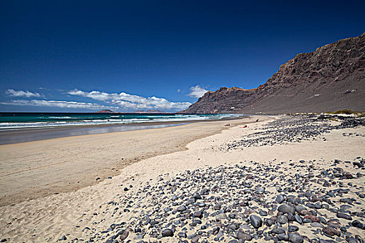 海滩,干盐湖,兰索罗特岛,加纳利群岛,西班牙,欧洲