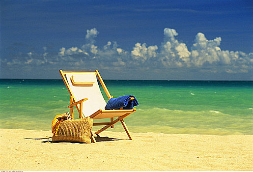 折叠躺椅,海滩,毛巾,包,棕榈海滩,佛罗里达,美国