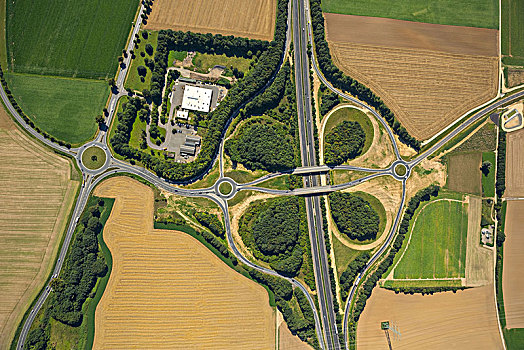 高速公路,出口,苜蓿叶,连通,环岛,北莱茵威斯特伐利亚,德国