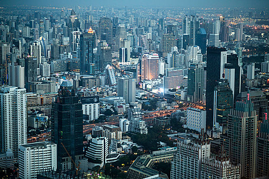 天际线,摩天大楼,城市,黄昏,曼谷,泰国,亚洲