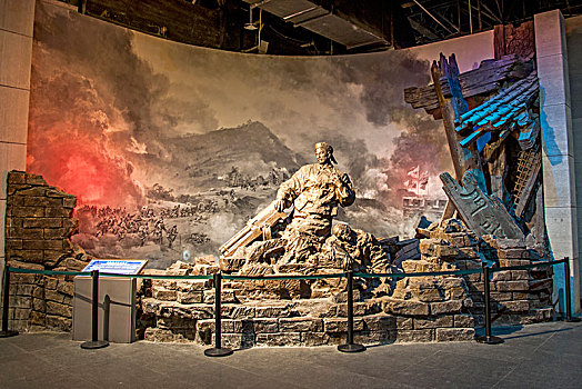 山东省威海市刘公岛甲午海战纪念馆,中国海军灵魂,群雕像