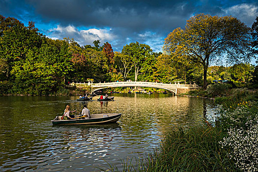 划艇,湖,中央公园,曼哈顿,纽约,美国,北美