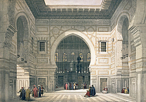 室内,清真寺,苏丹,开罗,埃及,19世纪,艺术家