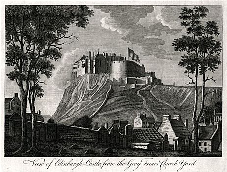 爱丁堡城堡,灰色,教堂,18世纪,艺术家,未知