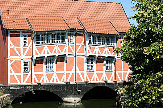 半木结构,房子,魏斯玛,德国,欧洲