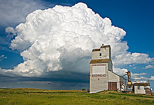 谷仓,积雨云,萨斯喀彻温,加拿大