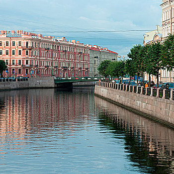 反射,宫殿,河,彼得斯堡,俄罗斯