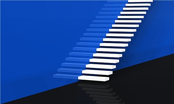 现代,楼梯,白色,蓝色,黑色