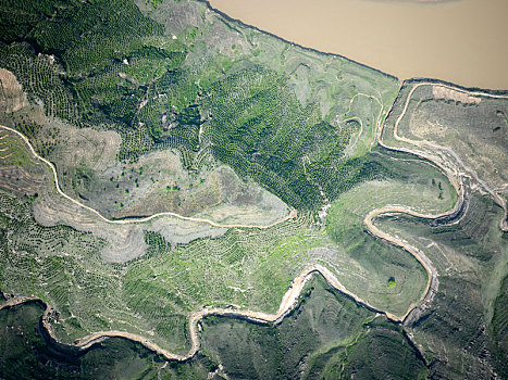 山西省临汾市永和县黄河乾坤湾航拍图片