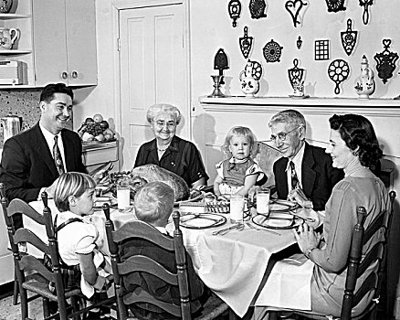 家庭,餐桌,感恩节