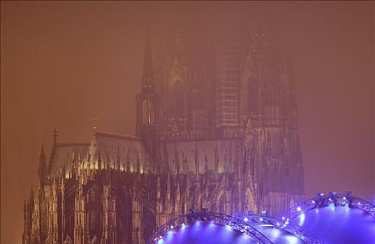 音乐,圆顶,科隆大教堂,雾,科隆,北莱茵威斯特伐利亚,德国,欧洲