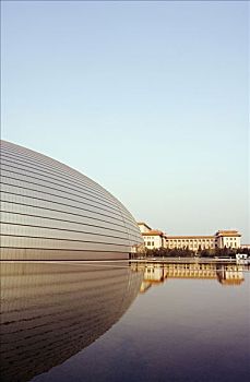 中国,北京,苏联,风格,人民大会堂,对比,国家,剧院,国家大剧院,设计,法国,建筑师,玻璃,钛,2007年