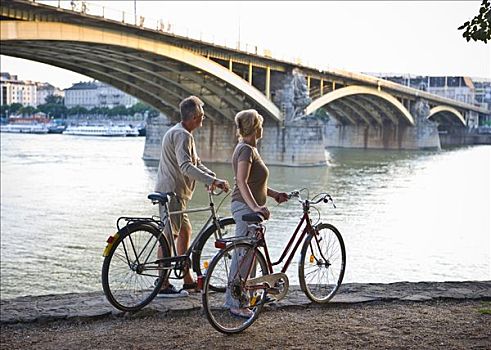 伴侣,河,自行车