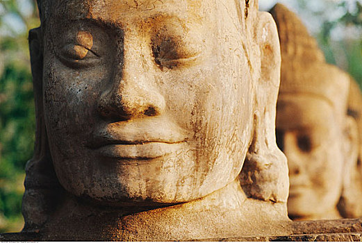 佛,头部,雕塑,吴哥窟,寺庙,柬埔寨