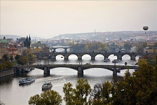 桥,上方,伏尔塔瓦河,布拉格