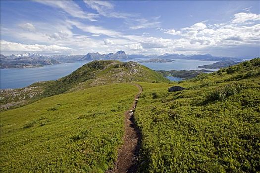 挪威,诺尔兰郡,海格兰德,岛屿,围绕,高,顶峰,远景,狮身人面像
