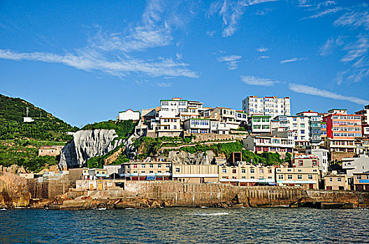 浙江舟山嵊泗县嵊山渔港夏天