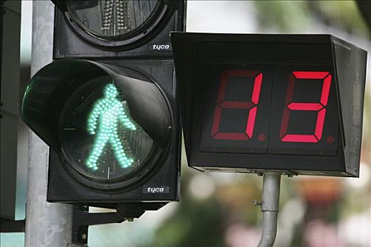 新加坡,红绿灯,展示,剩余,时间