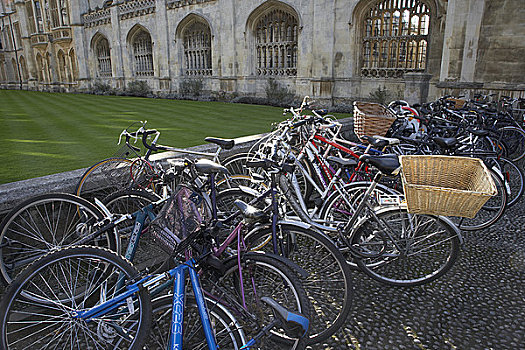 英格兰,剑桥郡,剑桥,自行车停放,户外