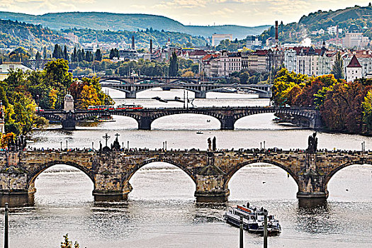 桥,上方,伏尔塔瓦河,历史,中心,布拉格,捷克共和国,欧洲