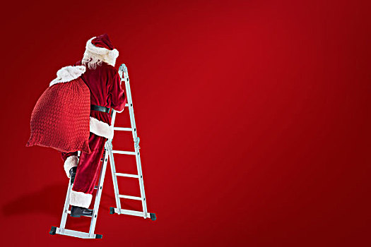 圣诞老人,向上,梯子