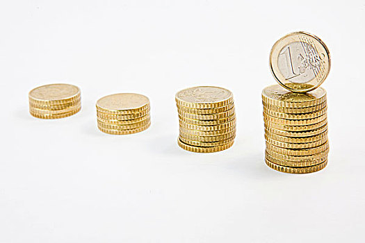 欧元,分币,堆放,硬币