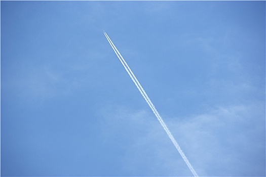 白色,凝结尾迹,喷气式飞机,蓝天