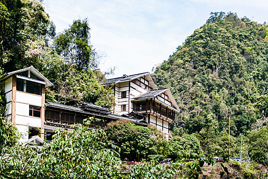 建筑,绿色,山,乡村