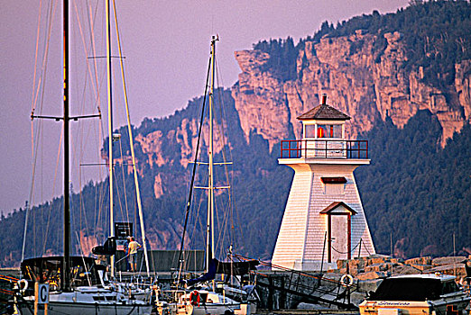 头部,灯塔,悬崖,尼亚加拉,后面,布鲁斯半岛,安大略省,加拿大