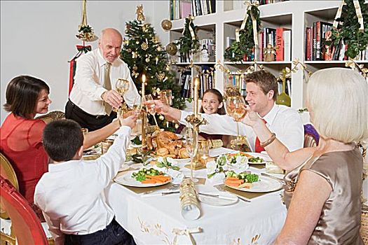 家庭,祝酒,圣诞节