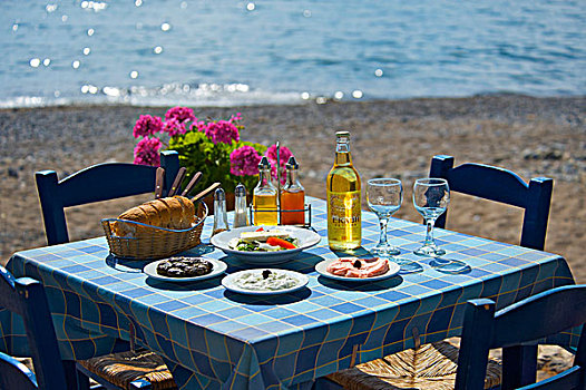 桌面布置,酒馆,泽可罗斯,东海岸,克里特岛,希腊,欧洲